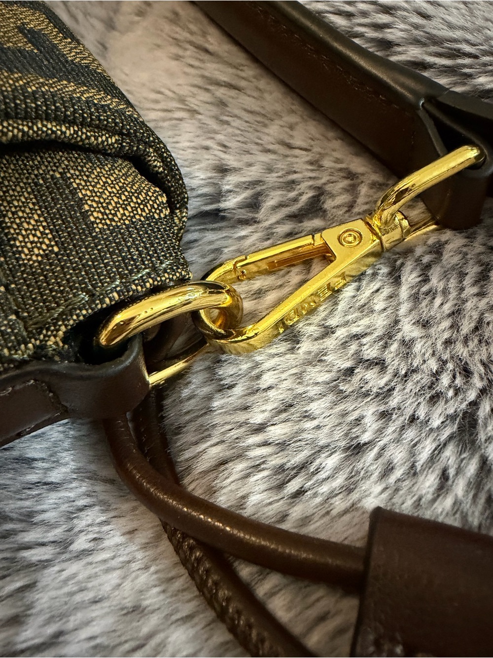 Brown Monogram Jacquard Baguette Bag with Top Handle - Picture 7 of 8